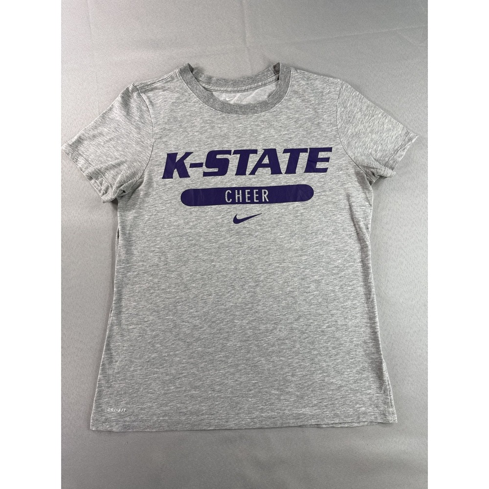 Nike K State Dri Fit Tee S Gray Polyester Athletic Crewneck Short Sleeve